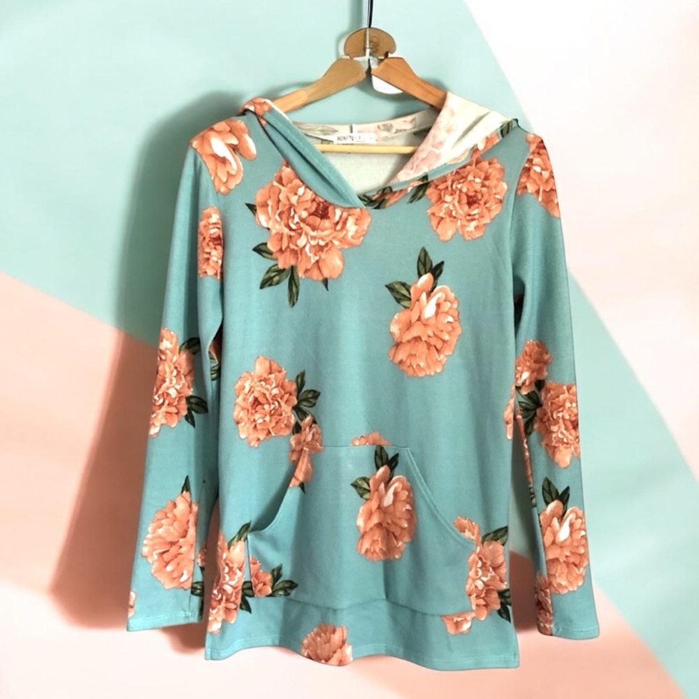 Floral Carmel Hoodie by Honey & Lace